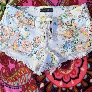 Floral print lace up shorts